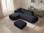 Anda - Modular Fixed Corner Sofa with 1 Chaise Longue, 1 Armless End Unit and 1 Pouffe - Left-Hand Corner