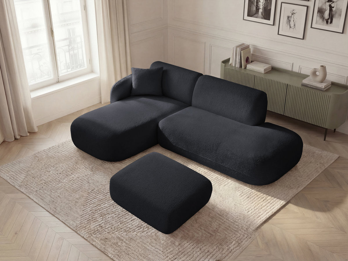 Anda - Modular Fixed Corner Sofa with 1 Chaise Longue, 1 Armless End Unit and 1 Pouffe - Left-Hand Corner