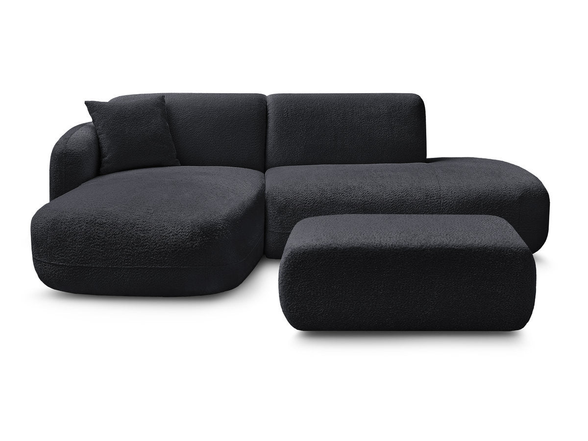 Anda - Modular Fixed Corner Sofa with 1 Chaise Longue, 1 Armless End Unit and 1 Pouffe - Left-Hand Corner