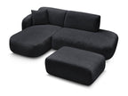 Anda - Modular Fixed Corner Sofa with 1 Chaise Longue, 1 Armless End Unit and 1 Pouffe - Left-Hand Corner