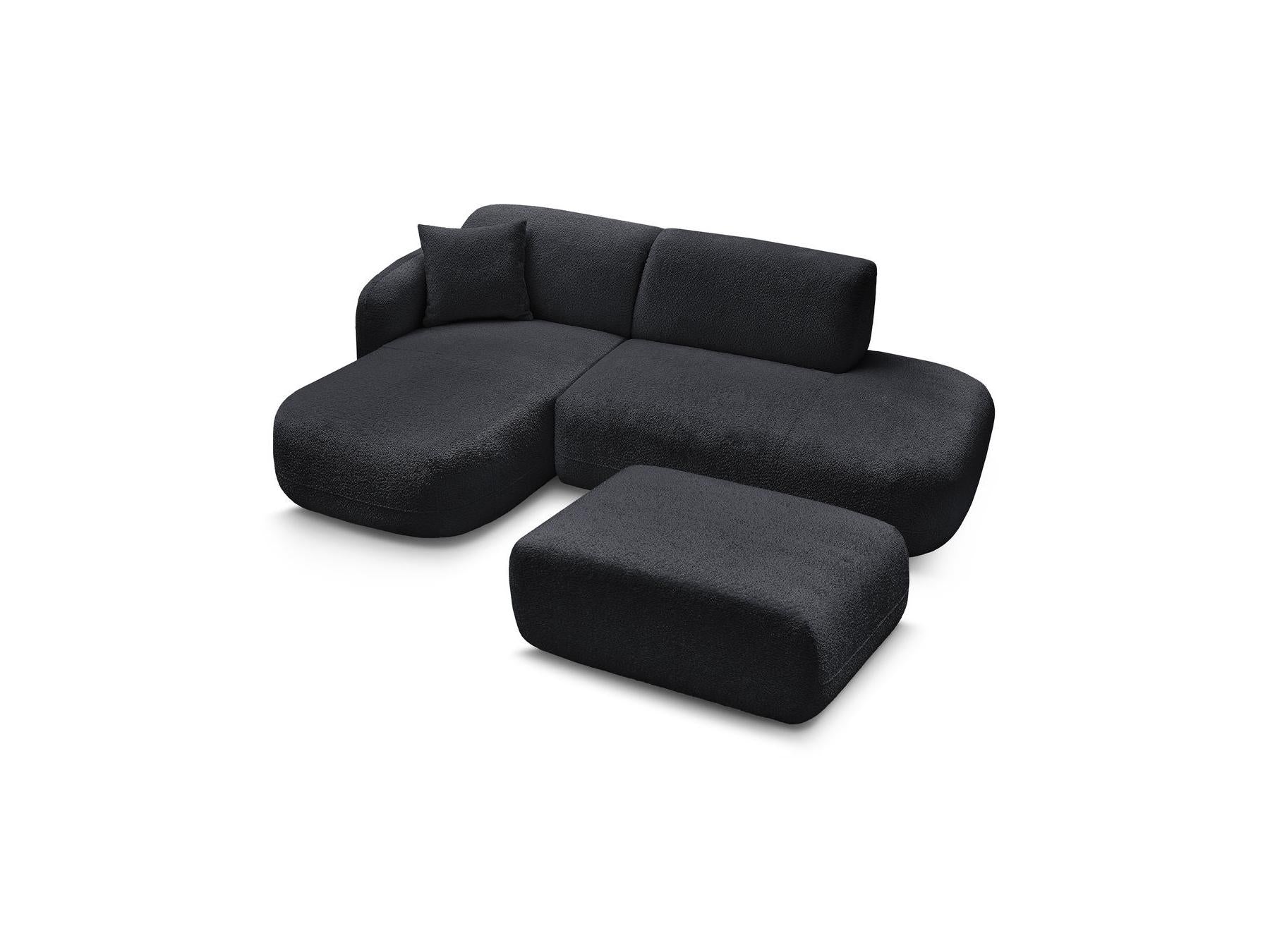 Anda - Modular Fixed Corner Sofa with 1 Chaise Longue, 1 Armless End Unit and 1 Pouffe - Left-Hand Corner