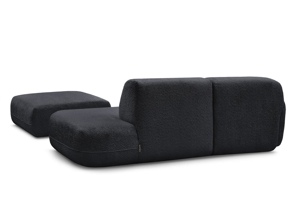 Anda - Modular Fixed Corner Sofa with 1 Chaise Longue, 1 Armless End Unit and 1 Pouffe - Left-Hand Corner
