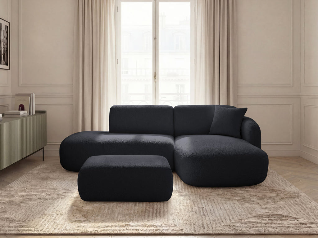Anda - Modular Fixed Corner Sofa with 1 Chaise Longue, 1 Armless End Unit and 1 Pouffe - Right-Hand Corner