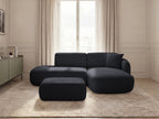 Anda - Modular Fixed Corner Sofa with 1 Chaise Longue, 1 Armless End Unit and 1 Pouffe - Right-Hand Corner