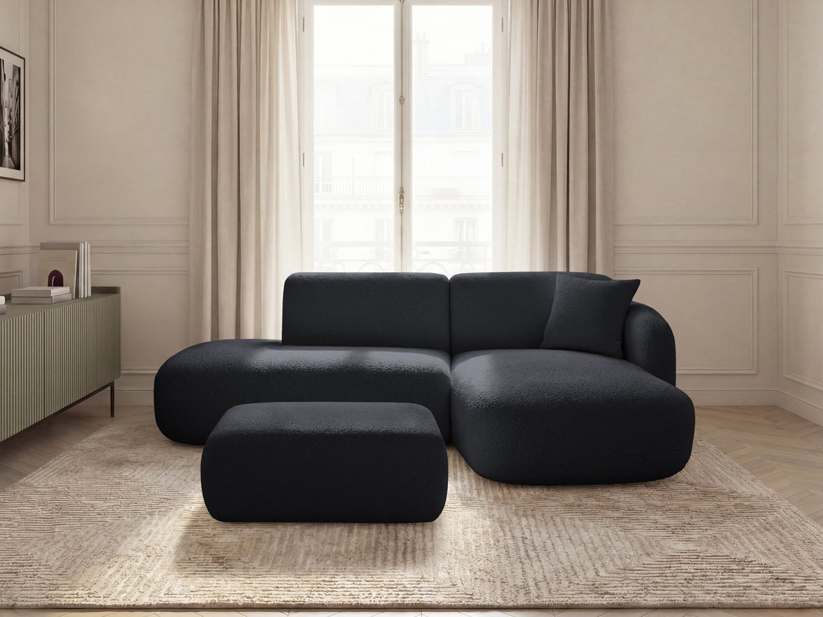 Anda - Modular Fixed Corner Sofa with 1 Chaise Longue, 1 Armless End Unit and 1 Pouffe - Right-Hand Corner