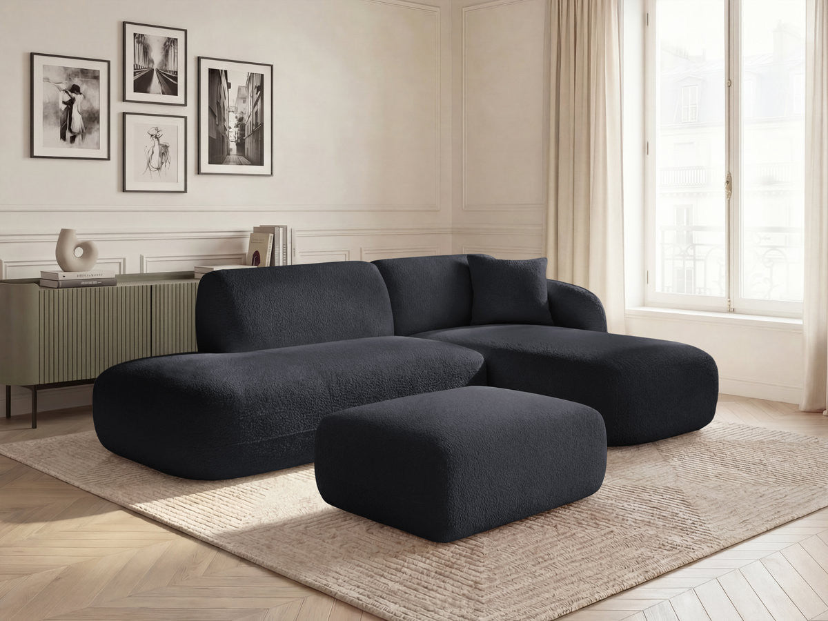 Anda - Modular Fixed Corner Sofa with 1 Chaise Longue, 1 Armless End Unit and 1 Pouffe - Right-Hand Corner