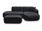 Anda - Modular Fixed Corner Sofa with 1 Chaise Longue, 1 Armless End Unit and 1 Pouffe - Right-Hand Corner