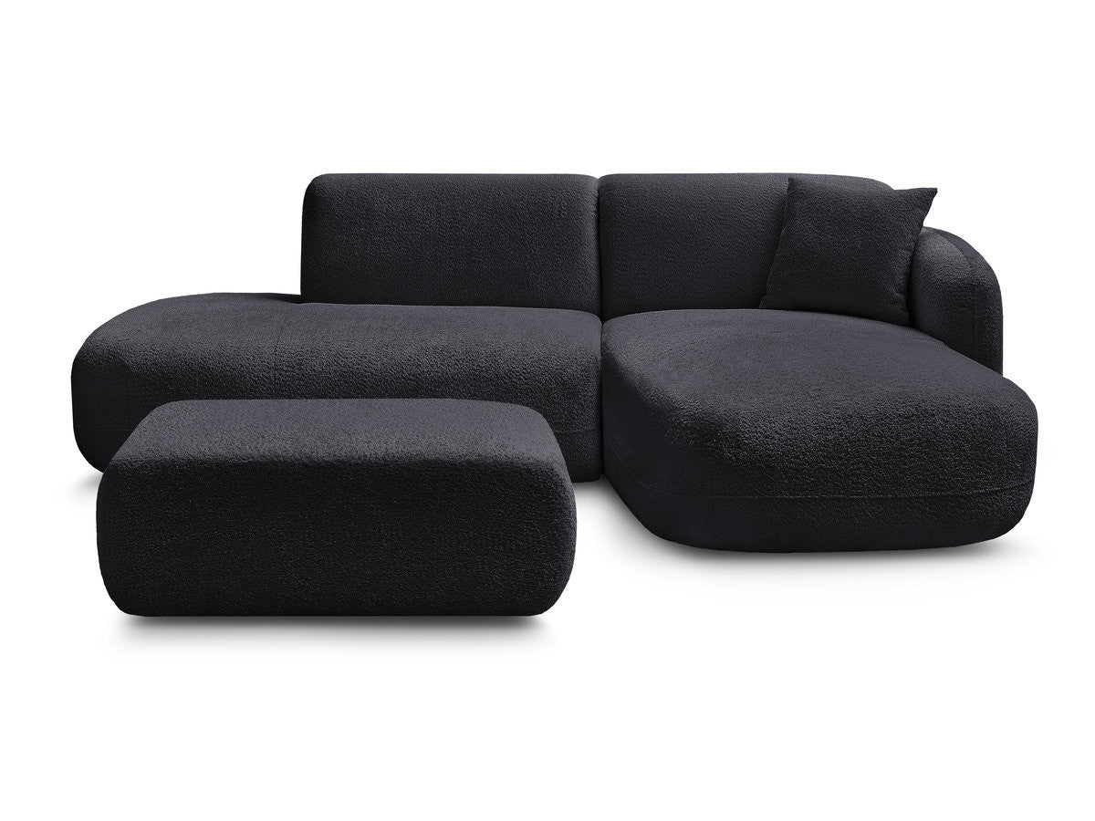 Anda - Modular Fixed Corner Sofa with 1 Chaise Longue, 1 Armless End Unit and 1 Pouffe - Right-Hand Corner