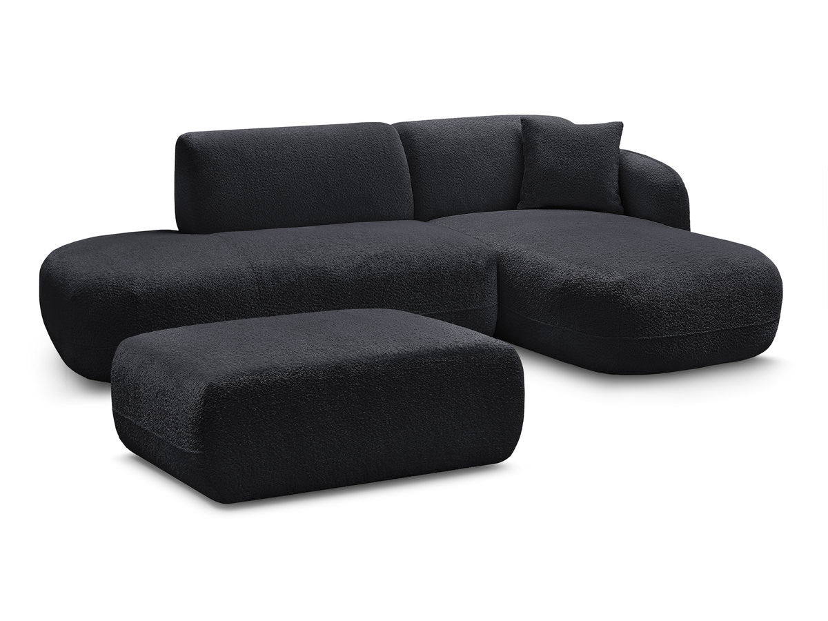 Anda - Modular Fixed Corner Sofa with 1 Chaise Longue, 1 Armless End Unit and 1 Pouffe - Right-Hand Corner