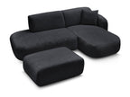 Anda - Modular Fixed Corner Sofa with 1 Chaise Longue, 1 Armless End Unit and 1 Pouffe - Right-Hand Corner