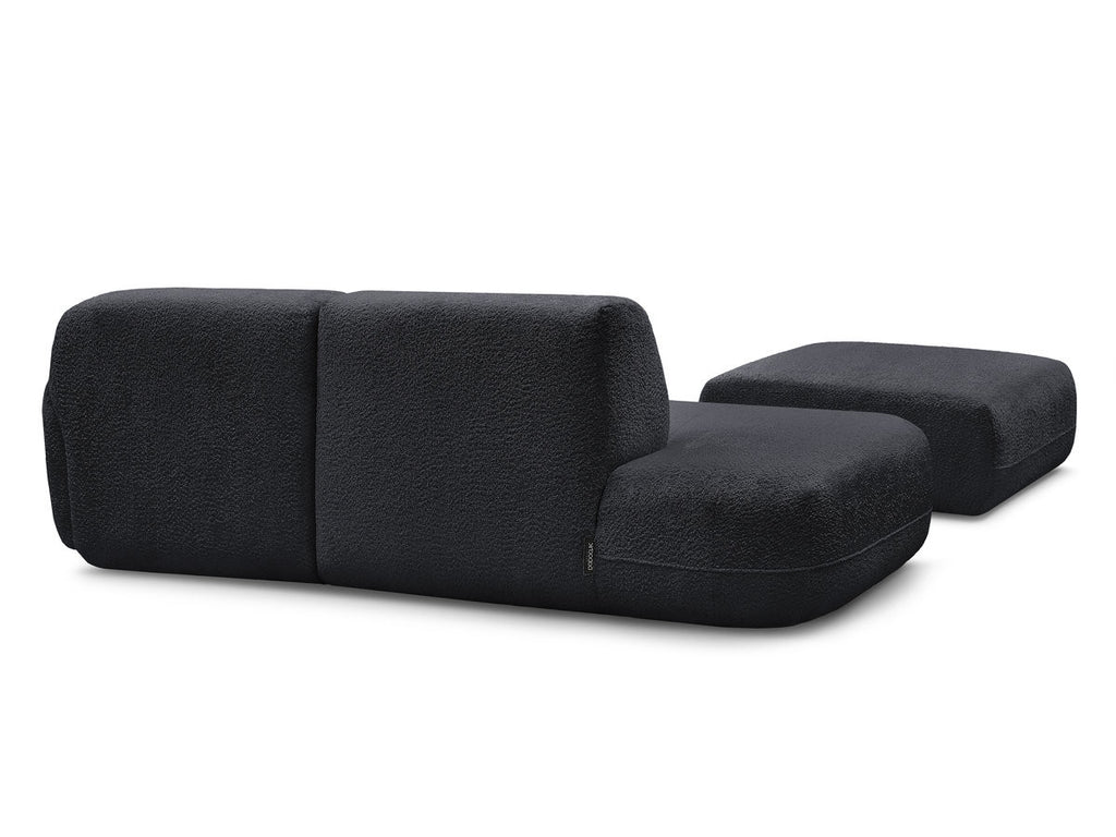 Anda - Modular Fixed Corner Sofa with 1 Chaise Longue, 1 Armless End Unit and 1 Pouffe - Right-Hand Corner