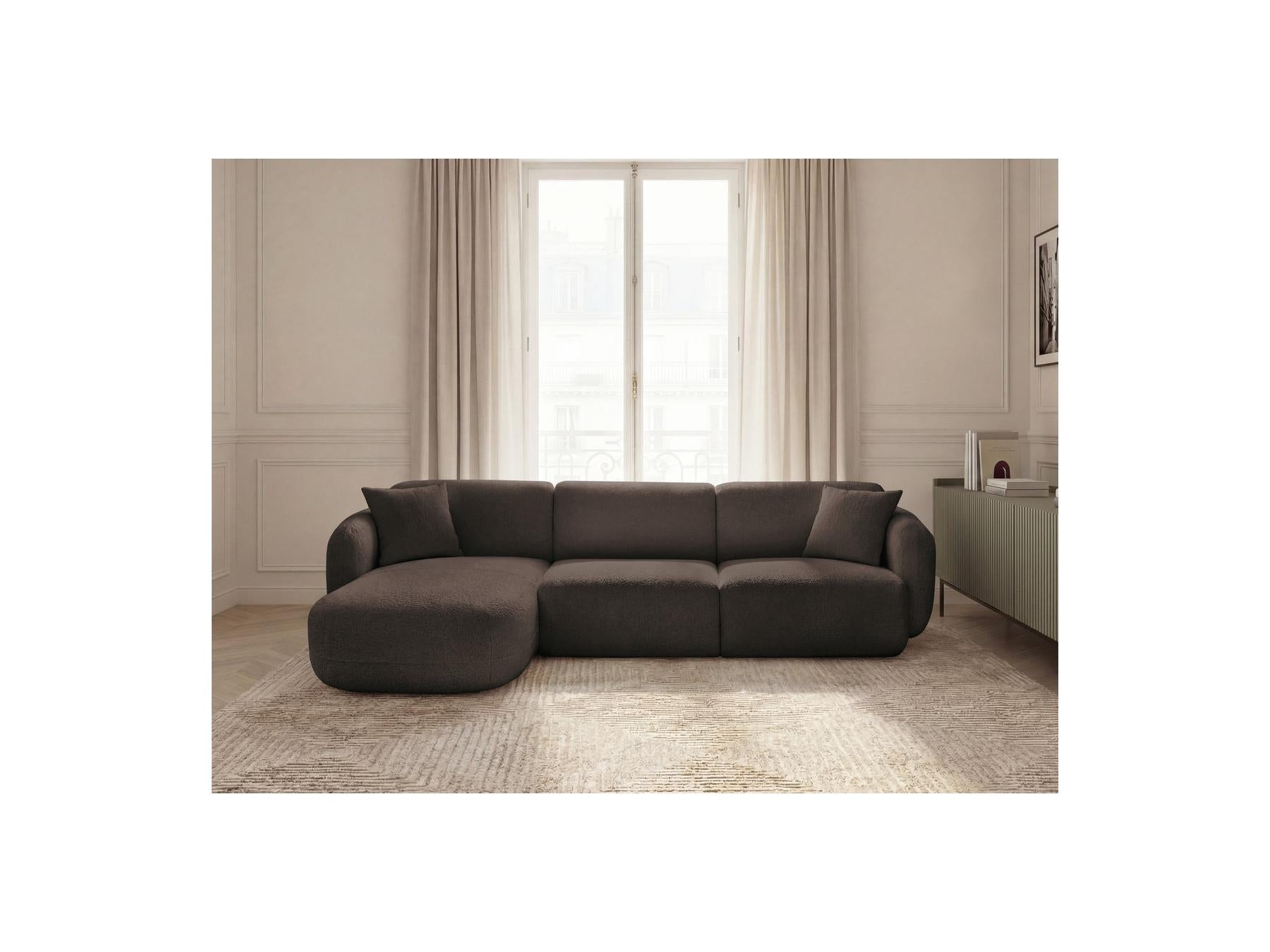 Anda - Canapé D'Angle Fixe Modulable - Tissu Chenille - Angle Gauche