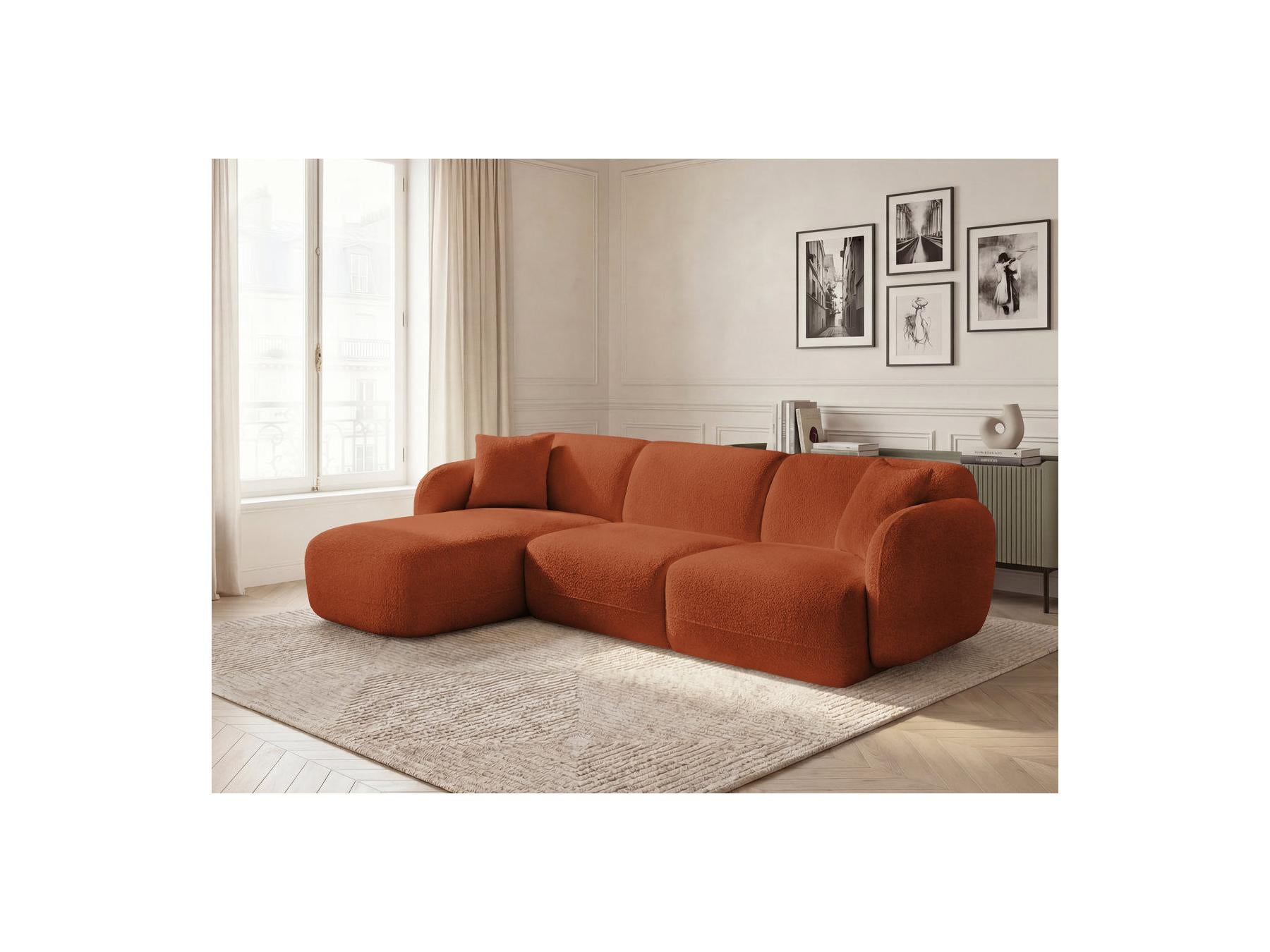 Anda - Canapé D'Angle Fixe Modulable - Tissu Chenille - Angle Gauche