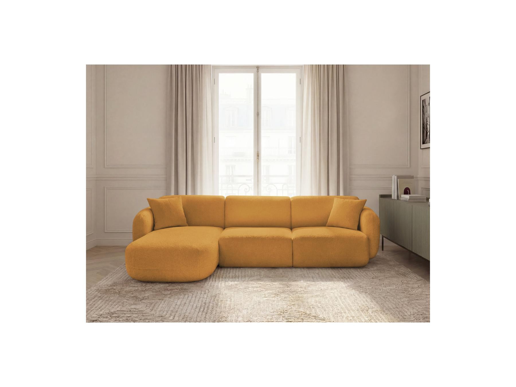 Anda - Canapé D'Angle Fixe Modulable - Tissu Chenille - Angle Gauche