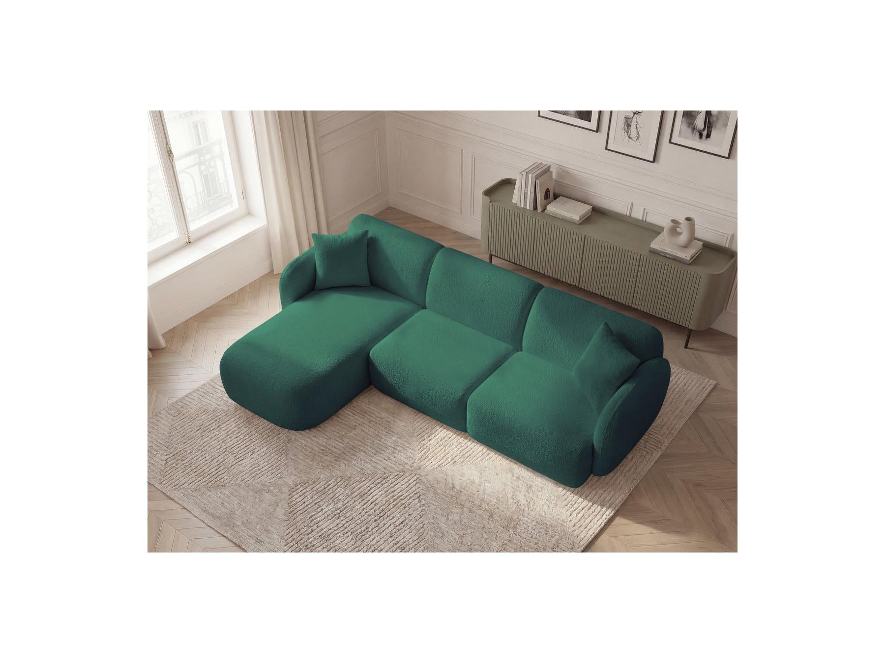 Anda - Canapé D'Angle Fixe Modulable - Tissu Chenille - Angle Gauche