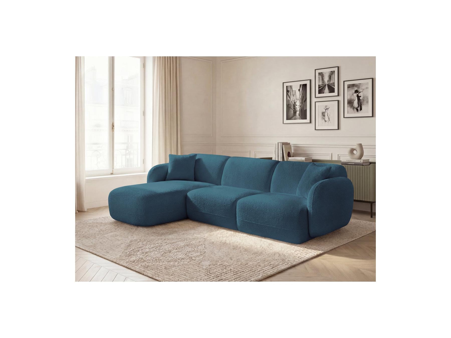 Anda - Canapé D'Angle Fixe Modulable - Tissu Chenille - Angle Gauche