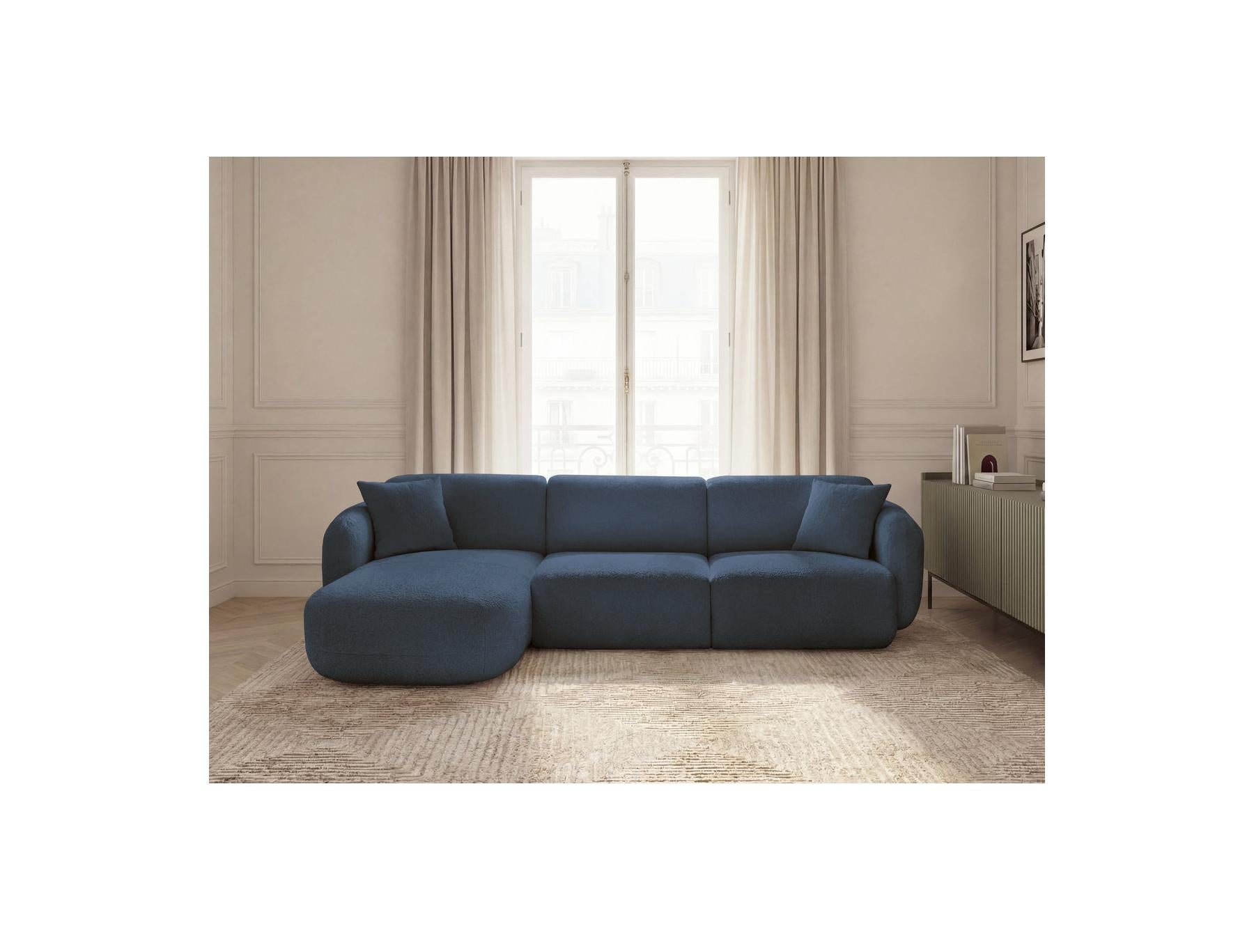 Anda - Canapé D'Angle Fixe Modulable - Tissu Chenille - Angle Gauche