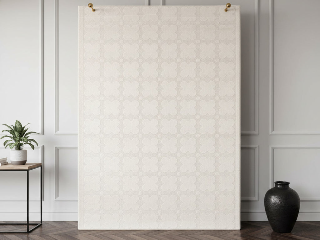 Owen - Low-Pile Rug with Abstract Pattern - White