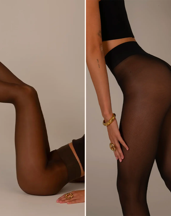Pack x 2 Pantys Semitransparentes 40D - Negro/Marrón