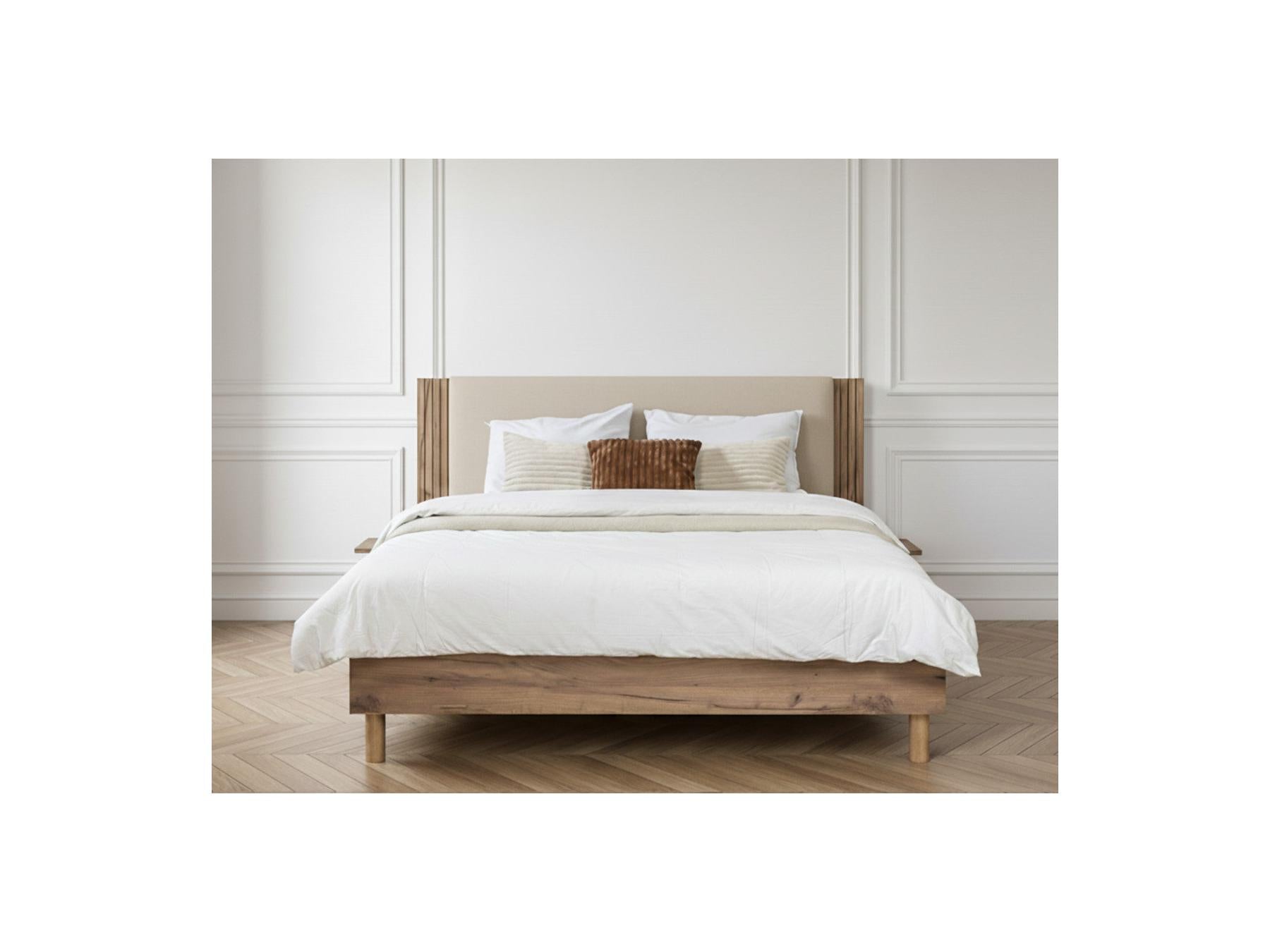 Lior - Cama con lamas macizas - Patas de madera natural