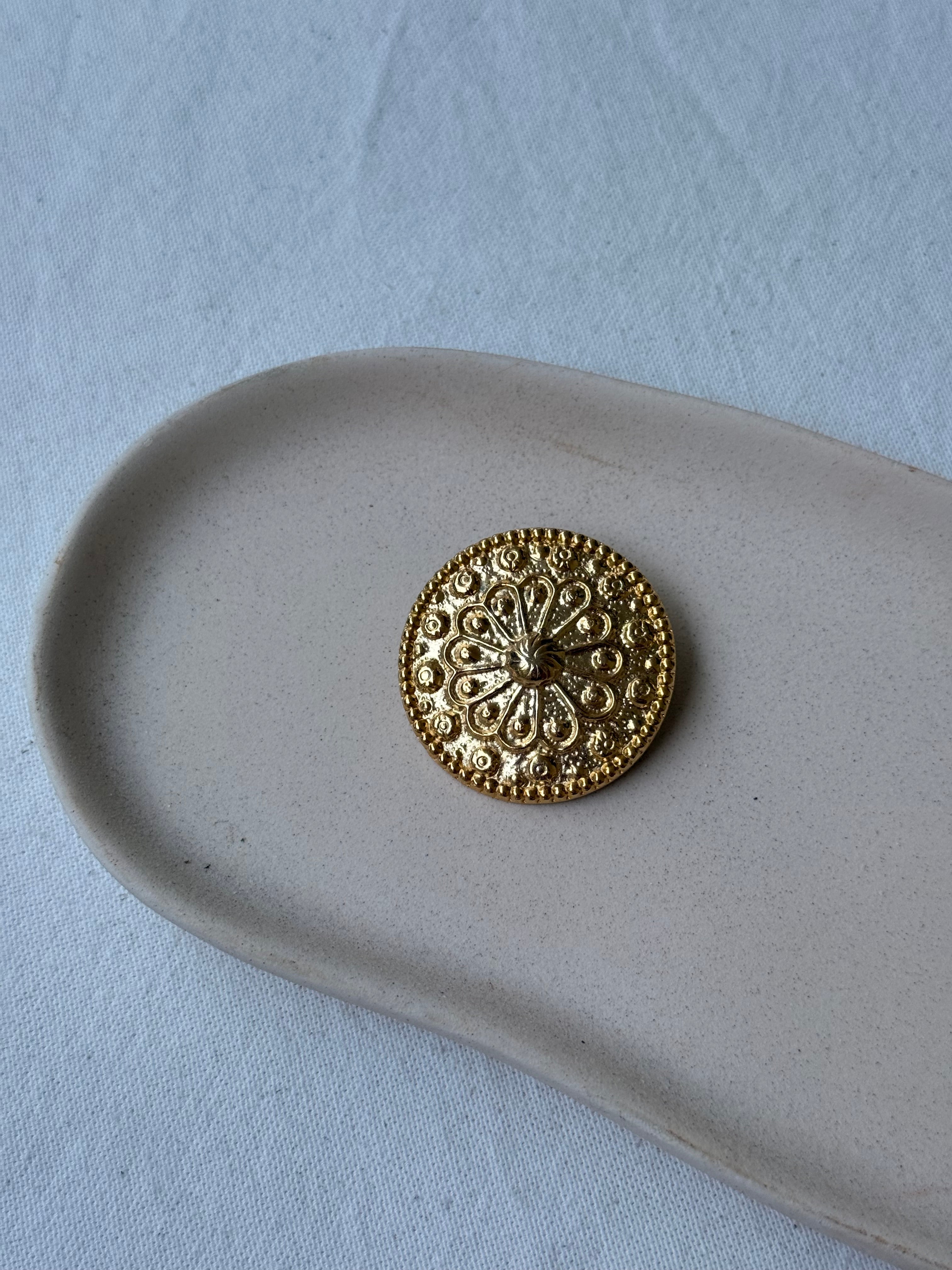 Anneau De Foulard Vintage - Rosace Dorée