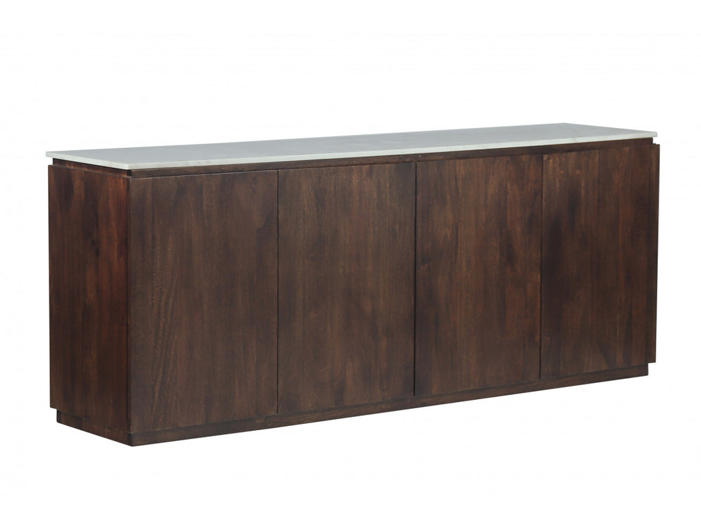 Barbara - Ensemble Barbara Avec Buffet + Meuble Tv En Bois Massif De Manguier Et Marbre