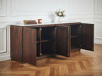 Barbara - Ensemble Barbara Avec Buffet + Meuble Tv En Bois Massif De Manguier Et Marbre