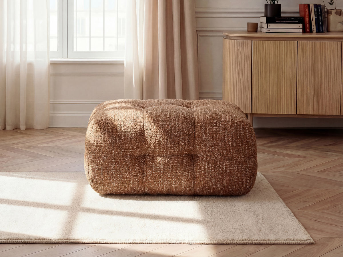 Small Laura Ottoman in Mottled Fabric