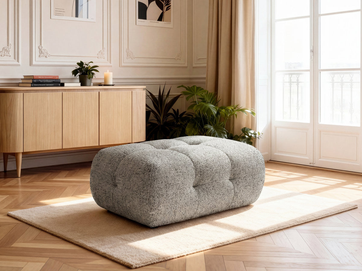 Small Laura Ottoman in Mottled Fabric