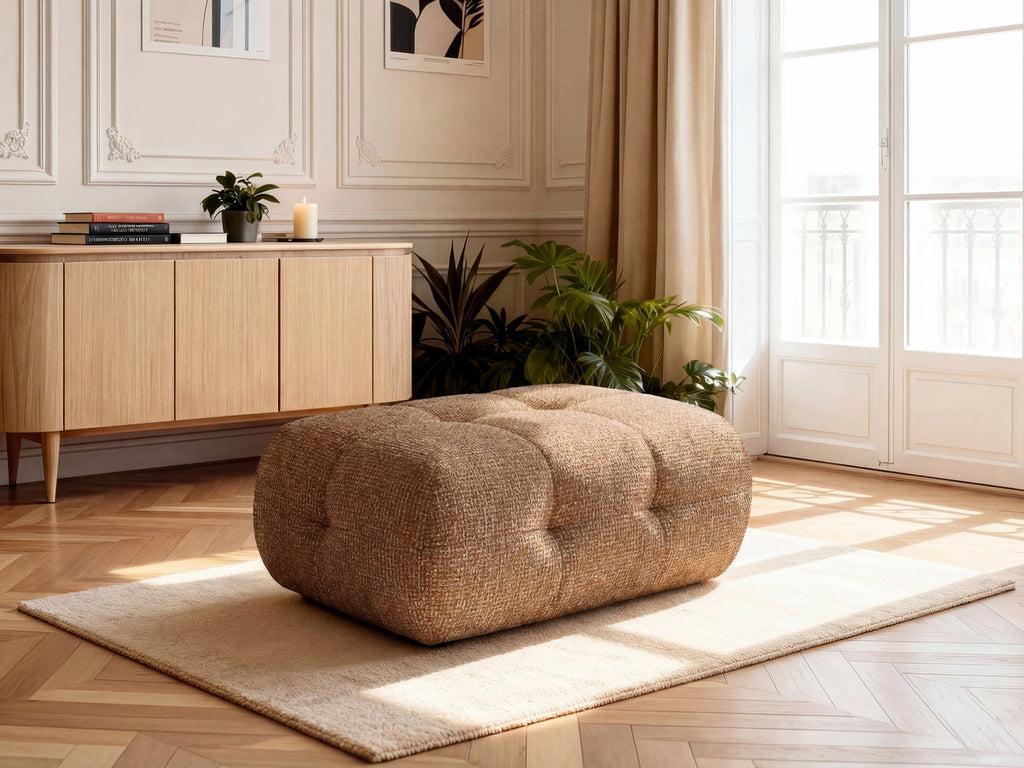 Small Laura Ottoman in Mottled Fabric