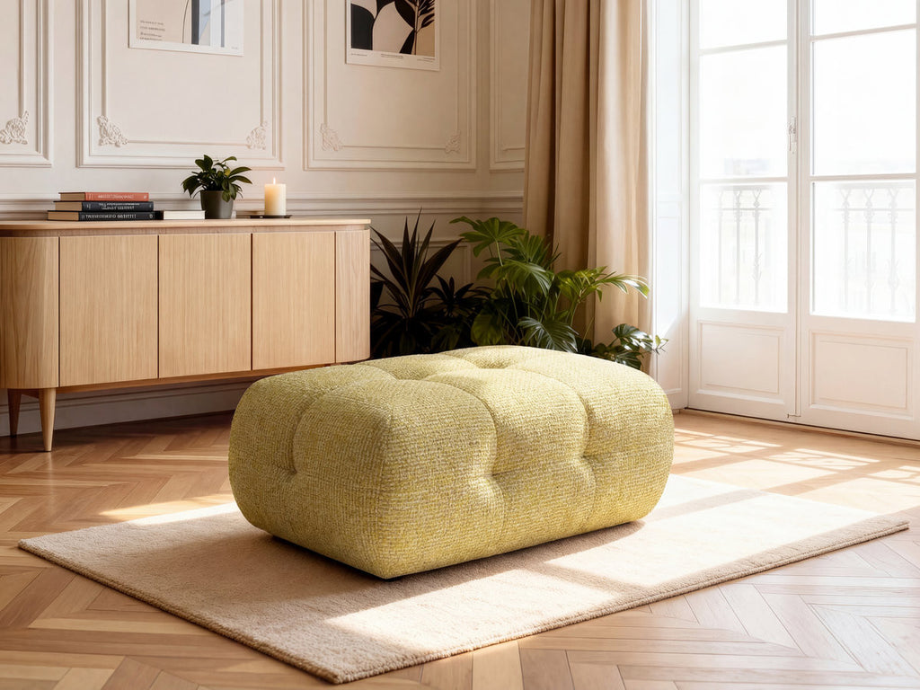 Small Laura Ottoman in Mottled Fabric