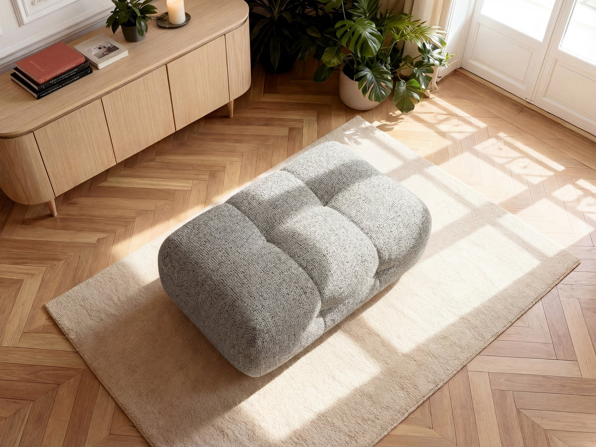 Small Laura Ottoman in Mottled Fabric