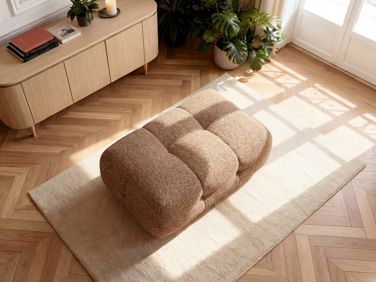 Small Laura Ottoman in Mottled Fabric