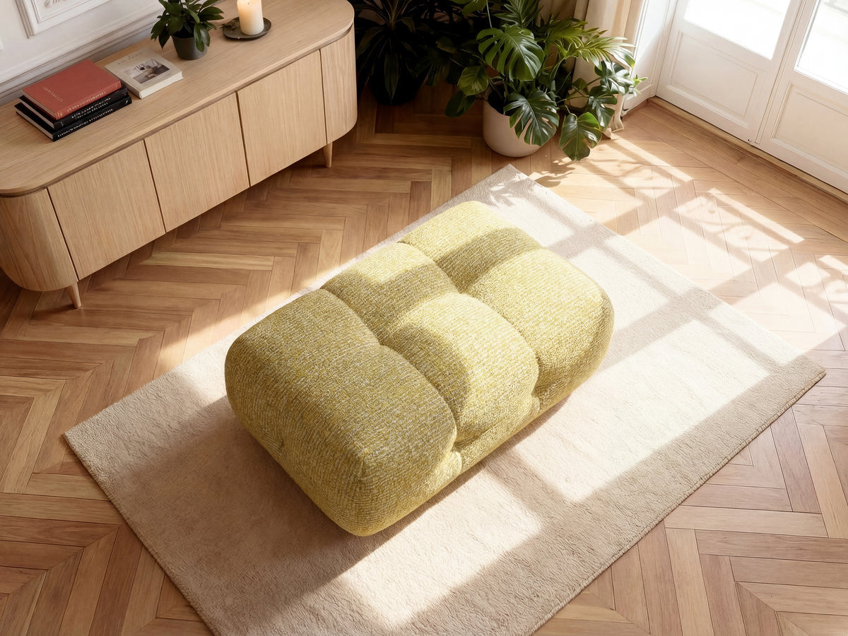 Small Laura Ottoman in Mottled Fabric