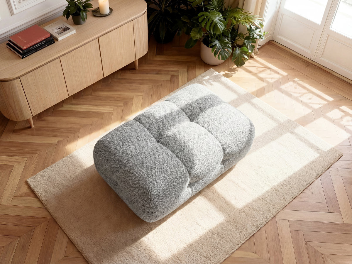 Small Laura Ottoman in Mottled Fabric