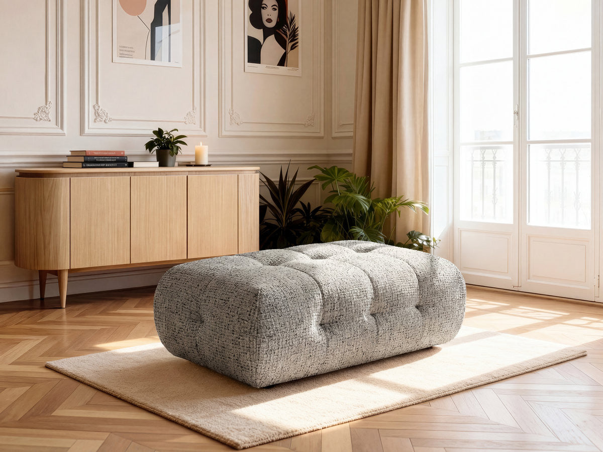 Large Laura Pouffe in Mottled Fabric