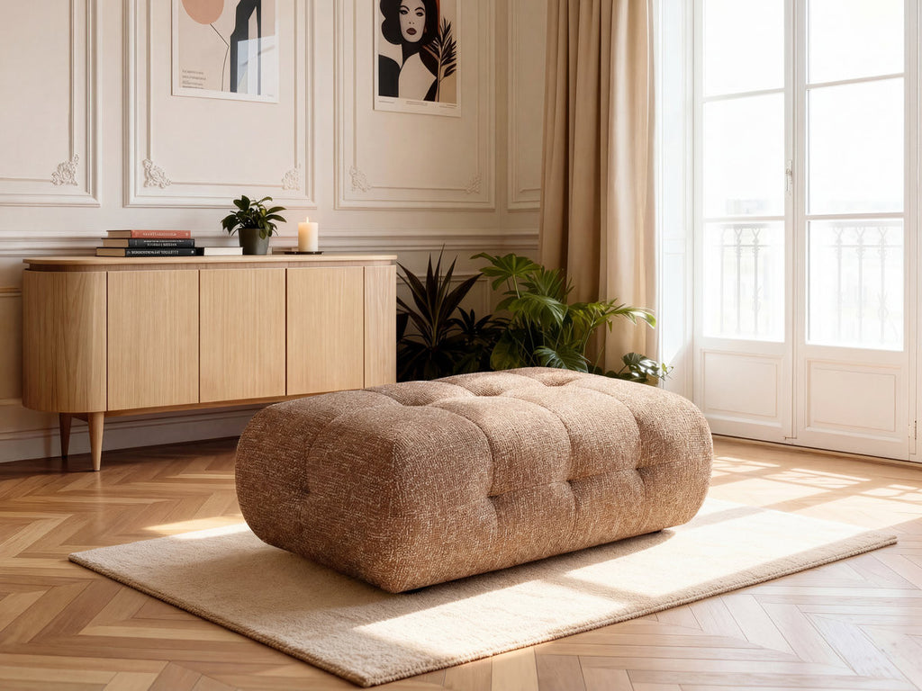 Large Laura Pouffe in Mottled Fabric