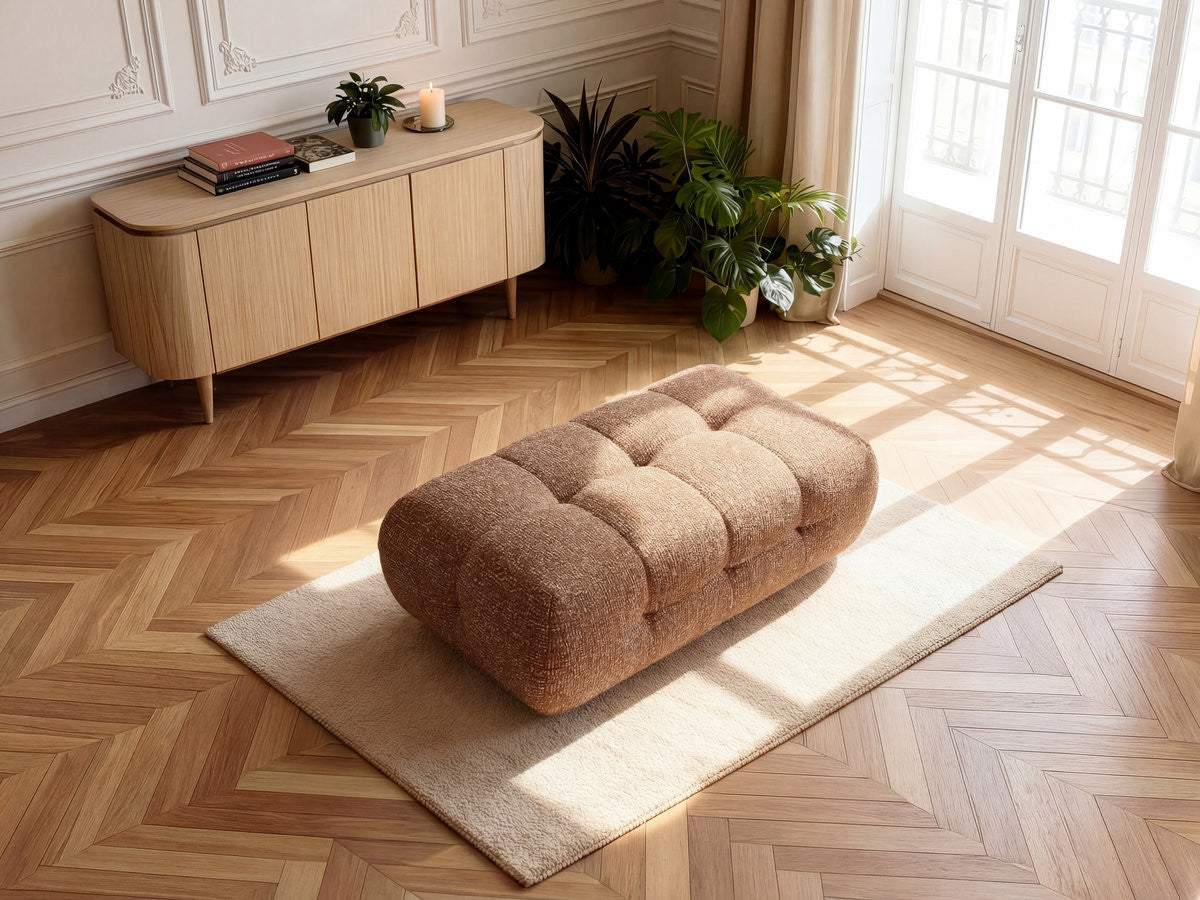 Large Laura Pouffe in Mottled Fabric