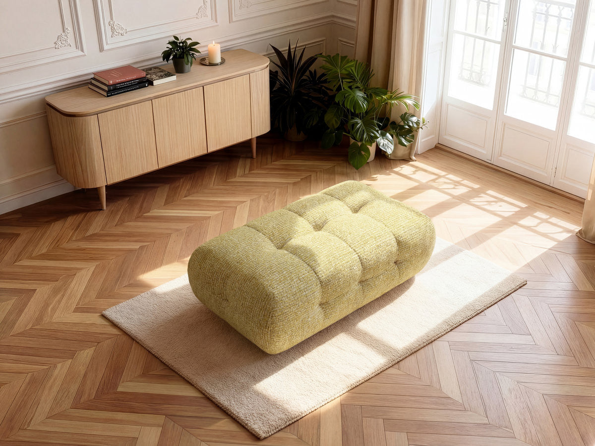 Large Laura Pouffe in Mottled Fabric
