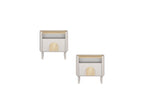 Enyra - Lot De 2 Tables De Chevet 1 Tiroir - Pieds Bois Massif