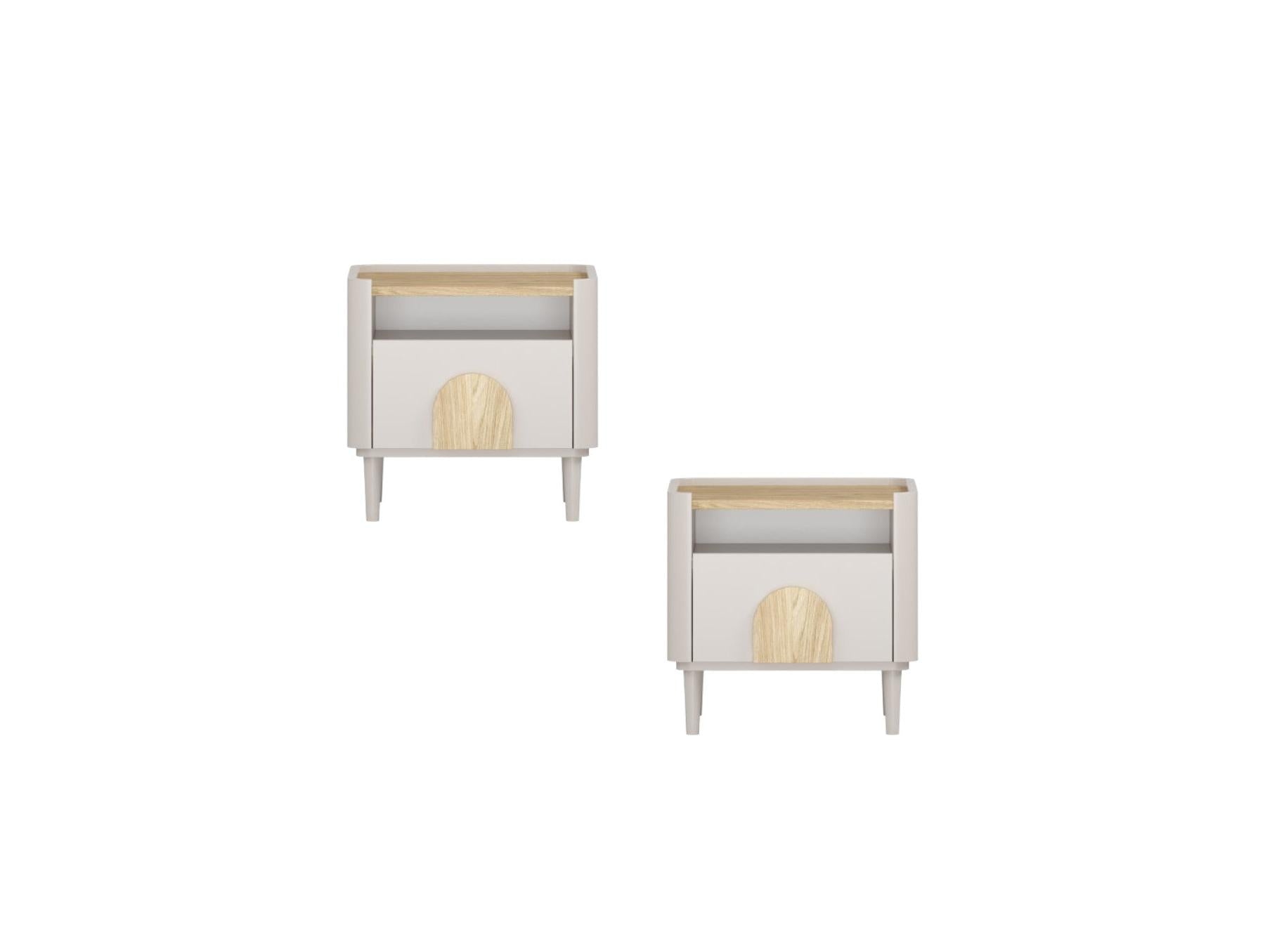 Enyra - Lot De 2 Tables De Chevet 1 Tiroir - Pieds Bois Massif