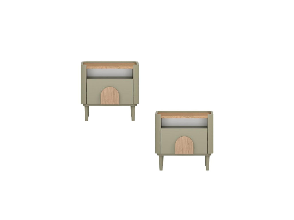 Enyra - Lot De 2 Tables De Chevet 1 Tiroir - Pieds Bois Massif