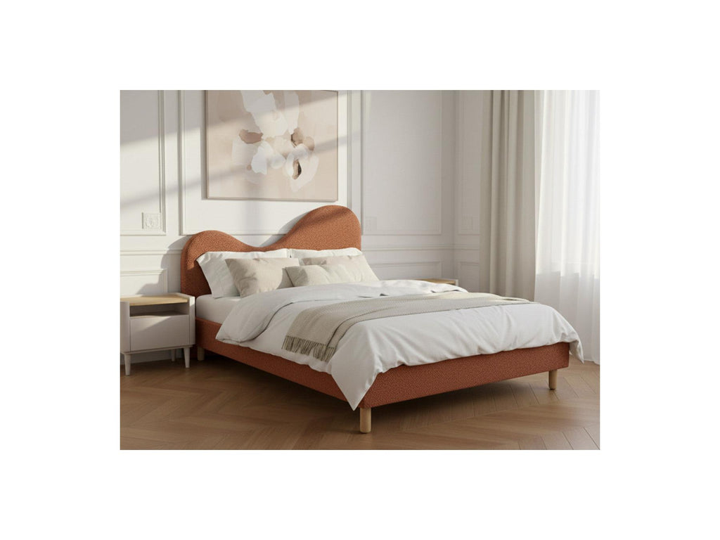 Celina - Bed - Bouclé Fabric with Solid Slats