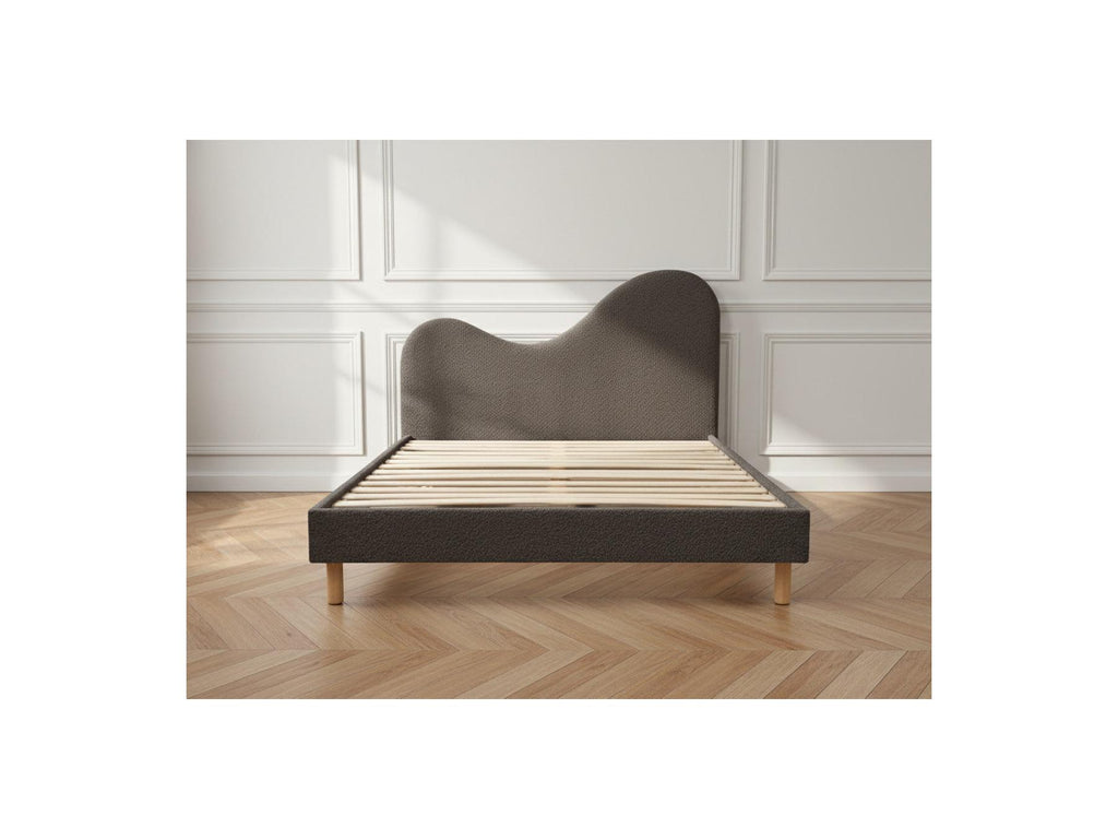 Celina - Bed - Bouclé Fabric with Solid Slats