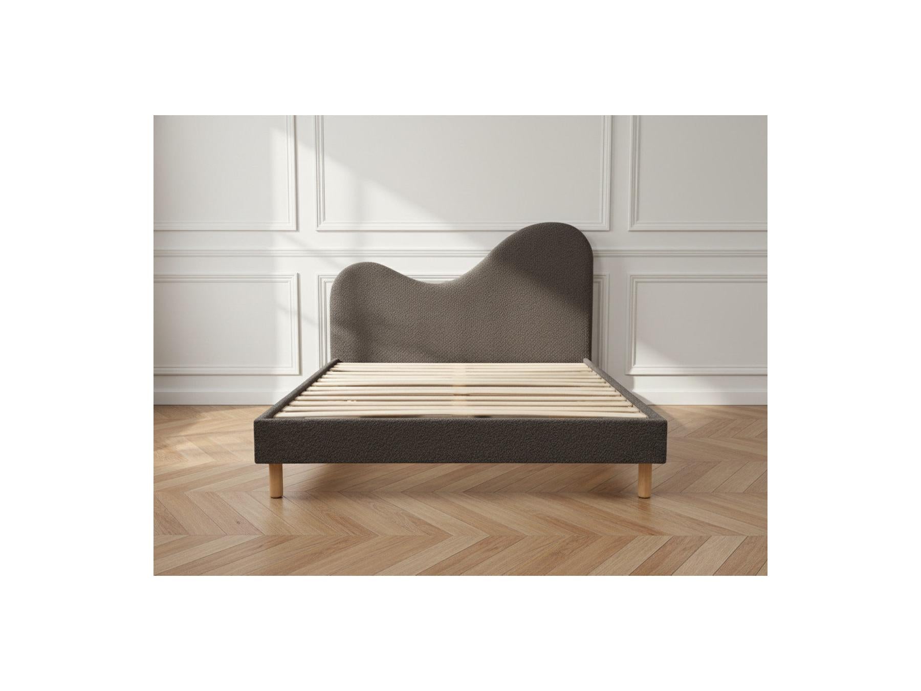 Celina - Bed - Bouclé Fabric with Solid Slats