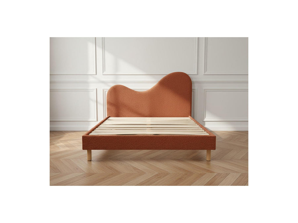 Celina - Bed - Bouclé Fabric with Solid Slats