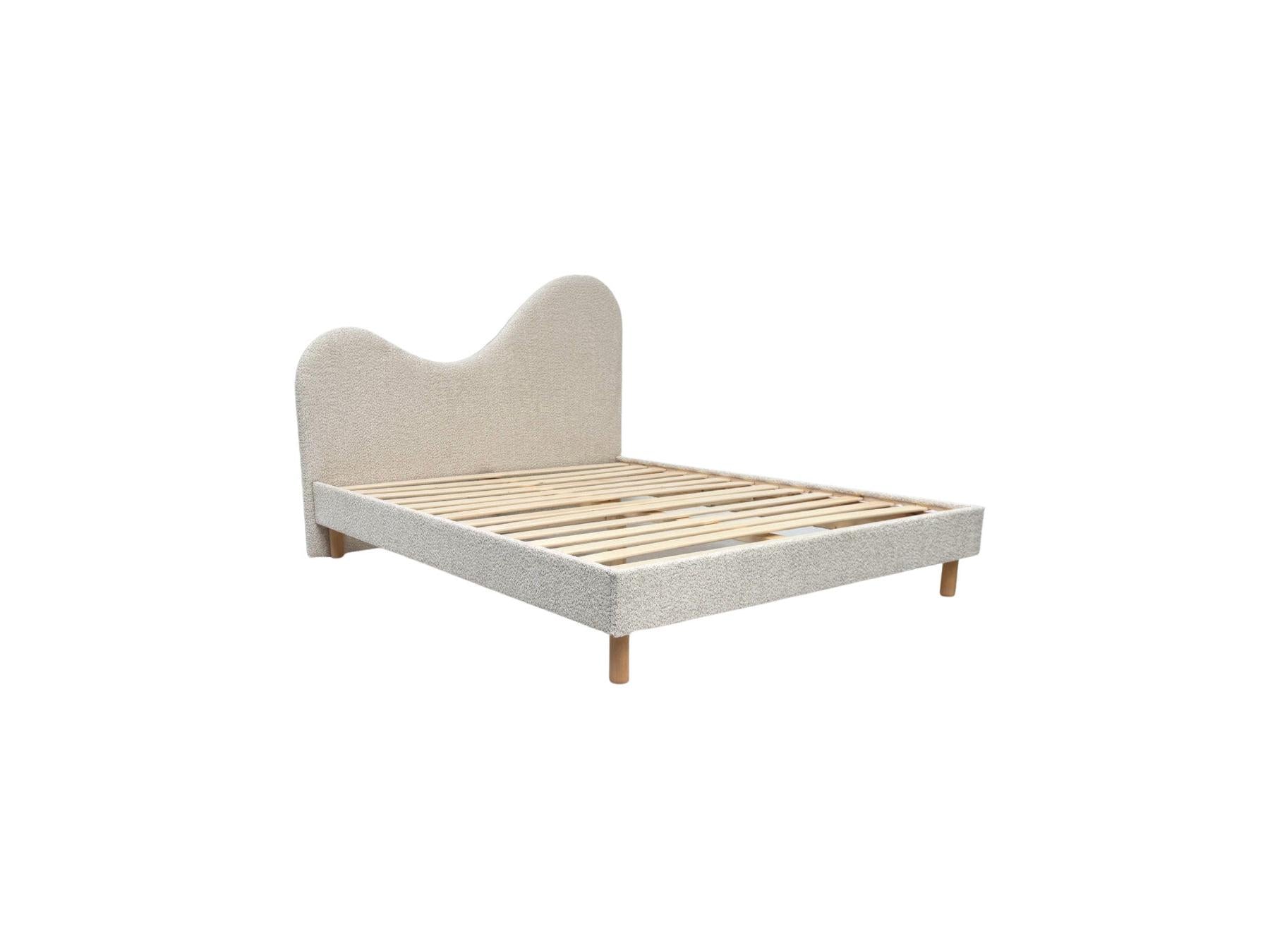 Celina - Bed - Bouclé Fabric with Solid Slats