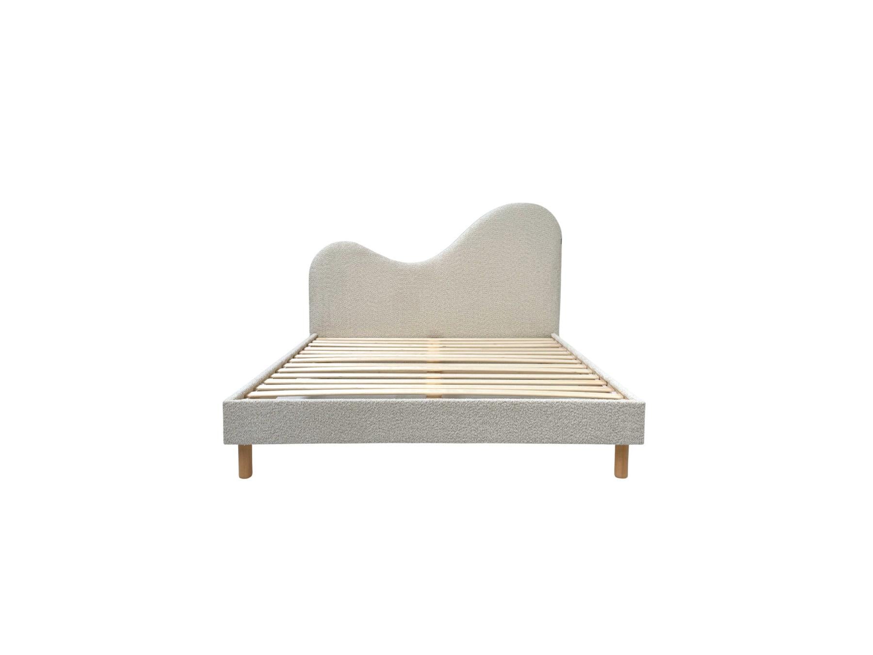 Celina - Bed - Bouclé Fabric with Solid Slats