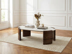 Torvi - Torvi Oval Coffee Table Marble Top And Solid Mango Wood Legs
