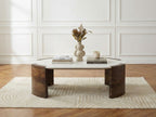 Torvi - Torvi Oval Coffee Table Marble Top And Solid Mango Wood Legs